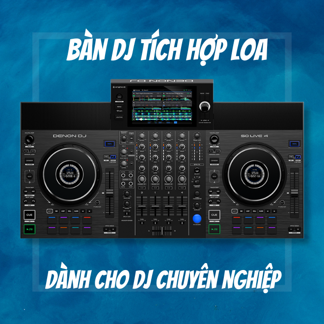 Denon DJ SC Live 4 - Bàn DJ 4 Kênh Gọn Nhẹ Tích Hợp Loa Độc Lập