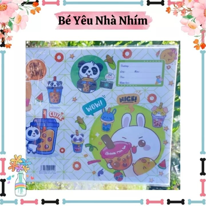 Bao tập lồng kiếng có nhãn sẵn xấp 10 tờ siêu đáng yêu giữ vở sạch sẽ cùng bé đến trường