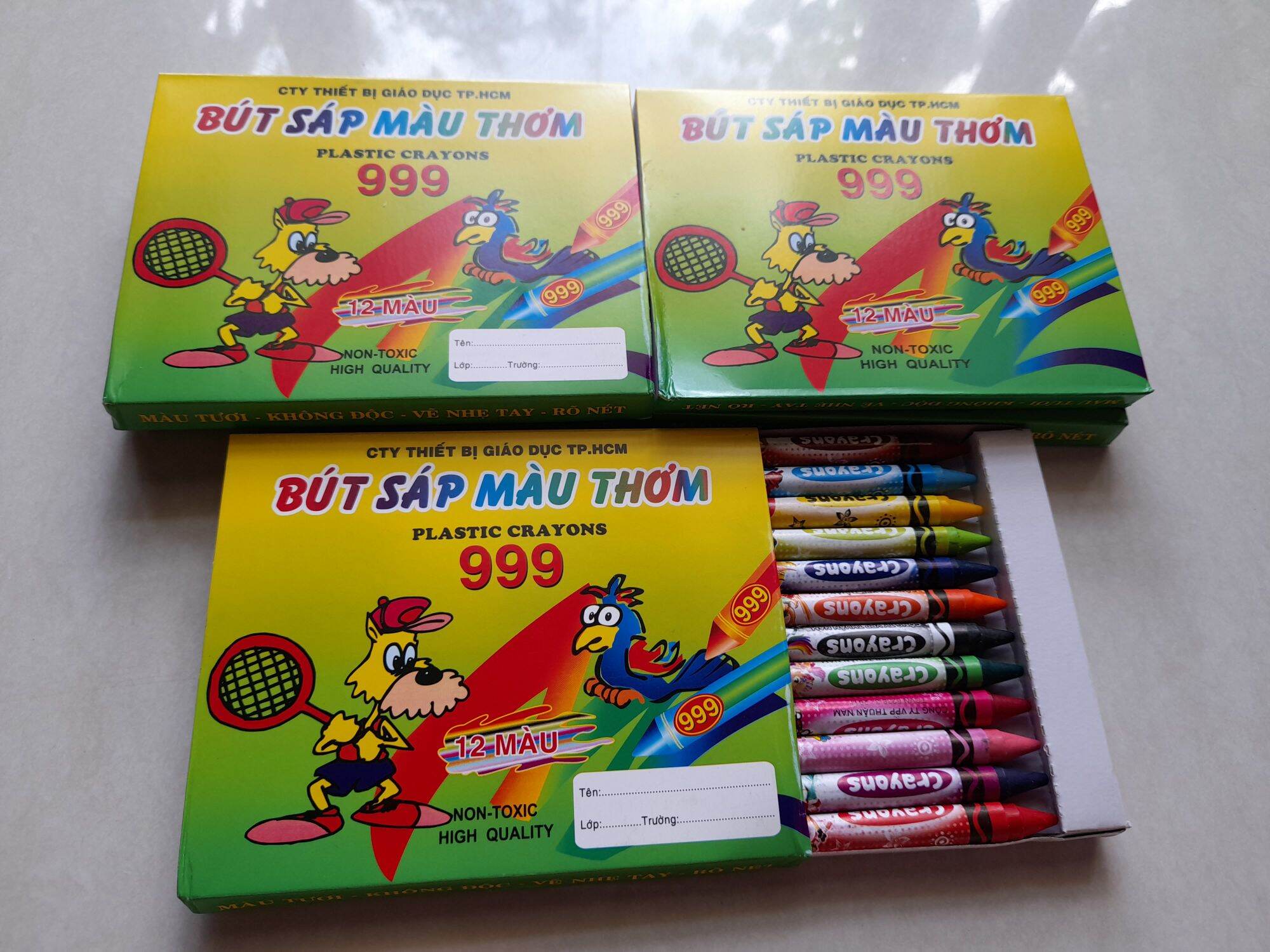 Hộp 12 bút sáp màu thơm 999. Hàng Việt Nam chất lượng cao, thơm, khó gãy