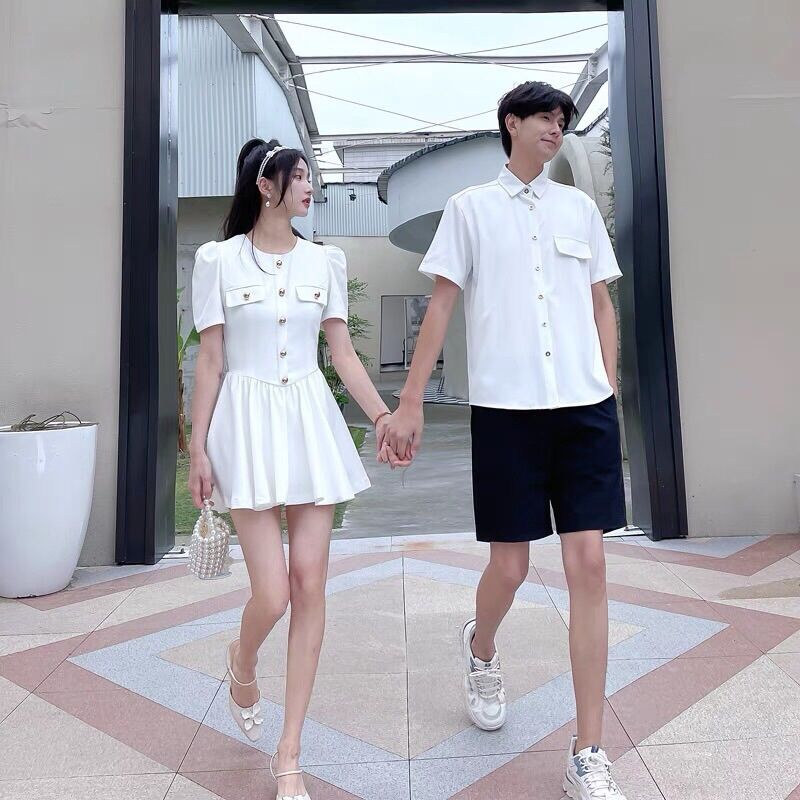 Set đồ đôi sơmi nam váy nữ dự tiệc, chụp ảnh cưới
