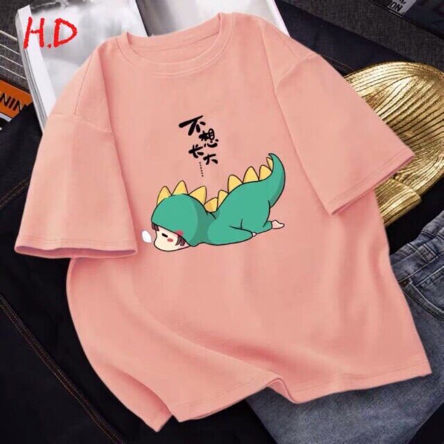 Áo 3D khủng long nằm sấp chữ tàu