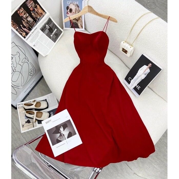 [HCM]MAXI ĐỎ 2 DÂY CHÉO LƯNG