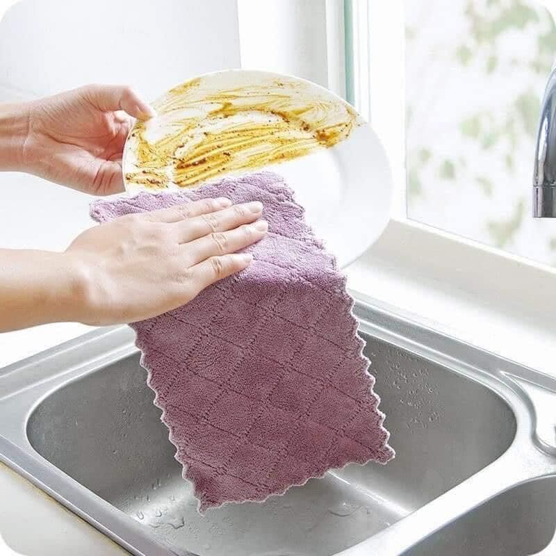 Combo 10 khăn lau bếp đa năng 2 mặt thấm hút tốt