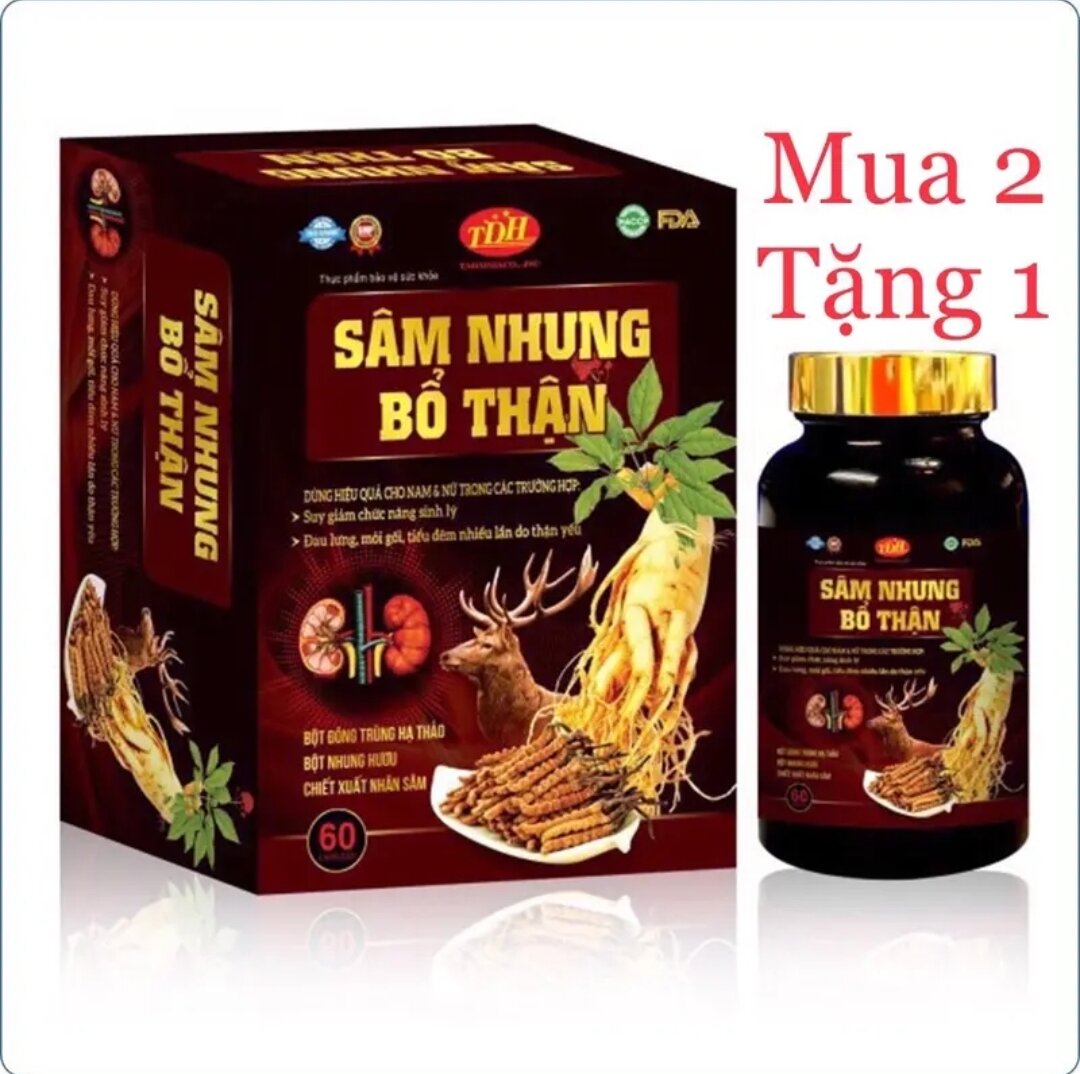 Sâm nhung bổ thận hộp 60 viên chính hãng dùng cho cả nam và nữ