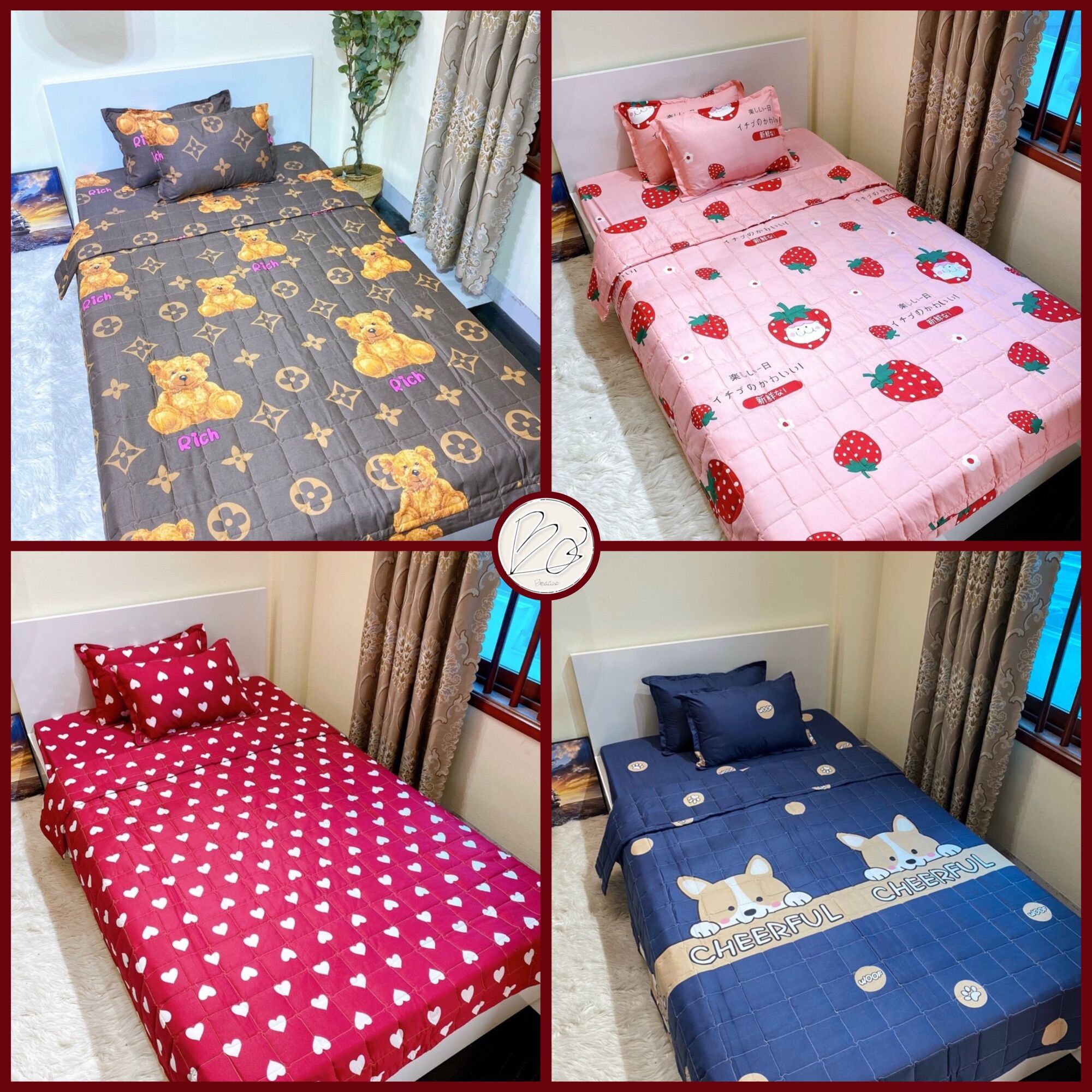 Bộ ga gối cotton poly m6/m8 drap giường poly, ga trải giường kèm 2 vỏ gối nằm đơn giản.