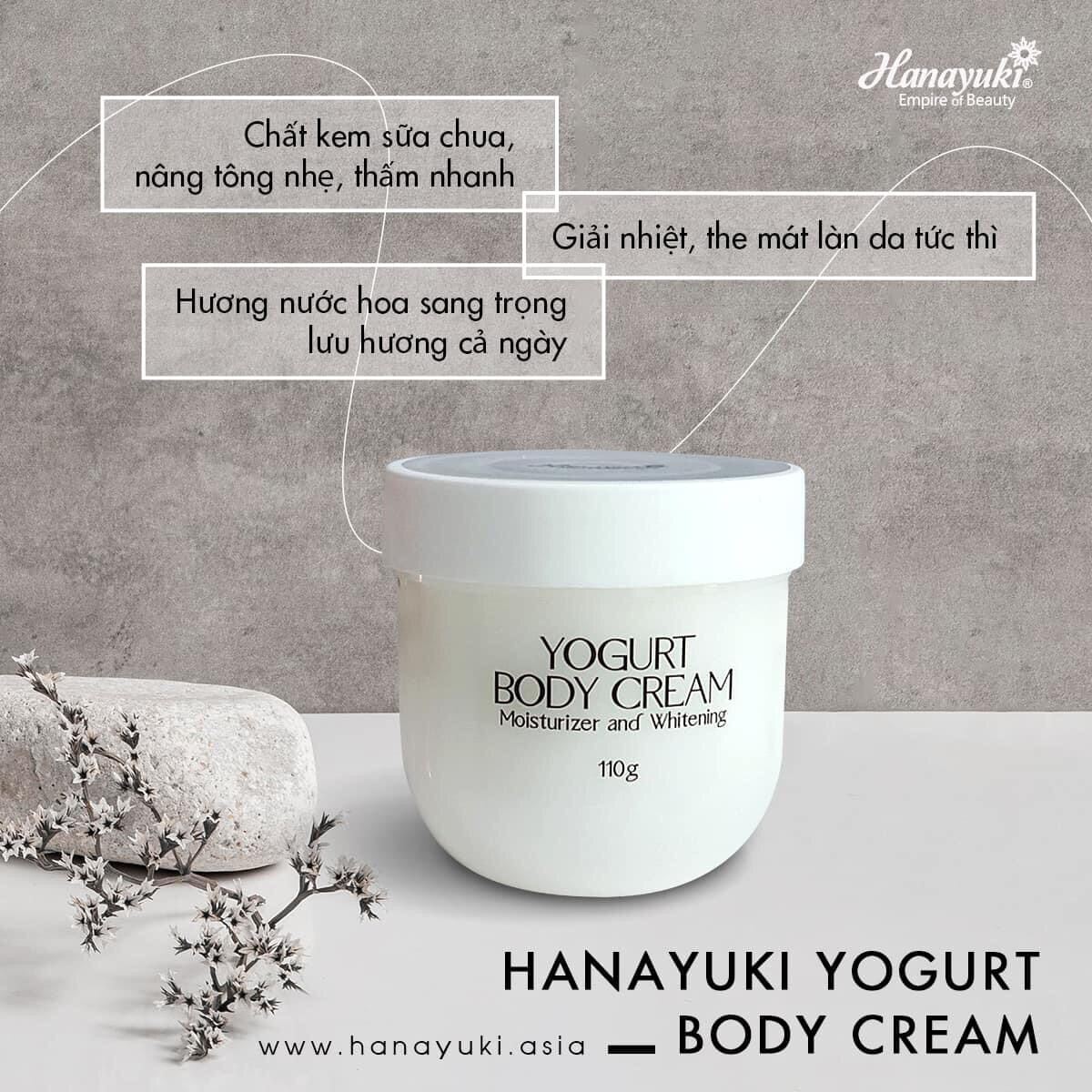 Kem Dưỡng Trắng Da Toàn Thân Yogurt Body Cream - Hanayuki Chính Hãng 2023 - Body Sữa Chua Hương Nước Hoa Sang Trọng Cấp Ẩm Dưỡng Trắng Giúp Da Mềm Mịn Trẻ Hoá Làn Da