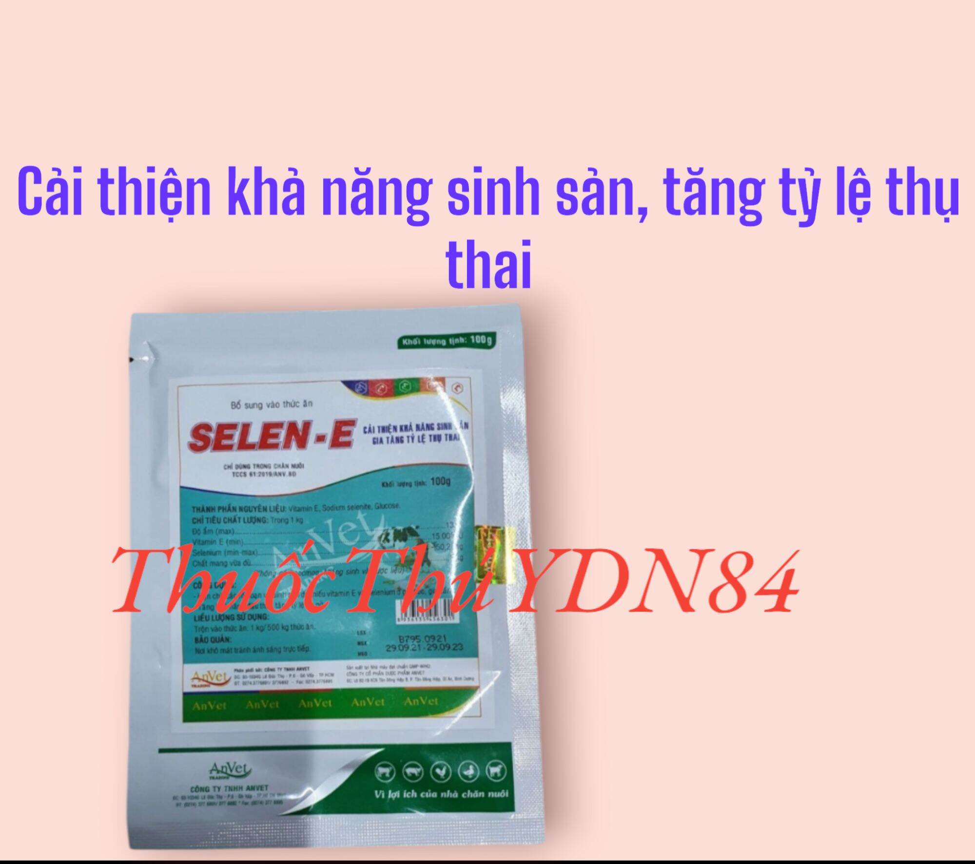 Selen e gói 100g cải thiện khả năng sinh sản, gia tăng tỷ lệ thụ thai, mau lên giống cho heo trâu bò dê cừu gà vịt