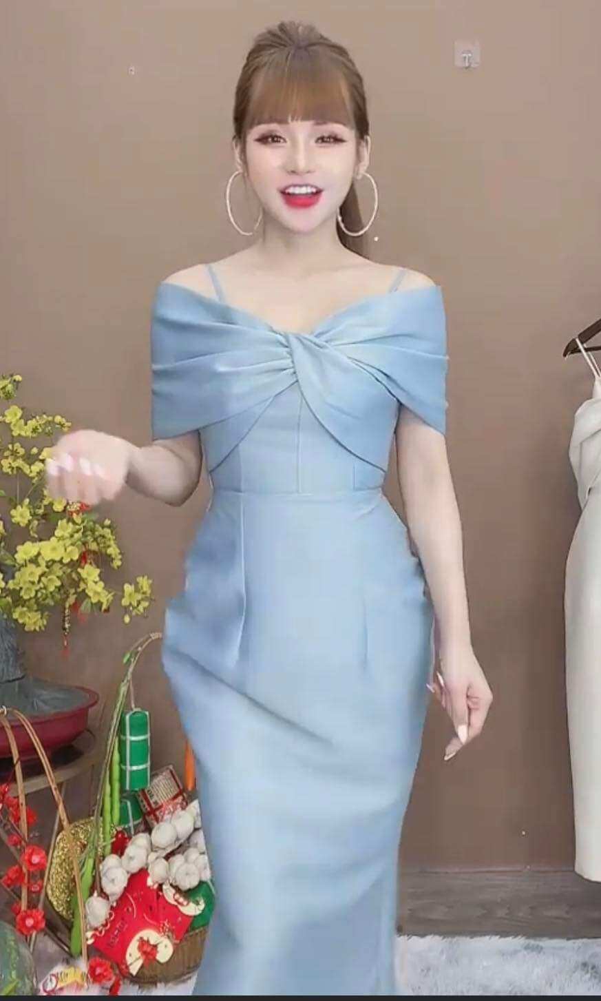 Đầm taffeta body 2 dây trễ vai Monoco S,L,2XL