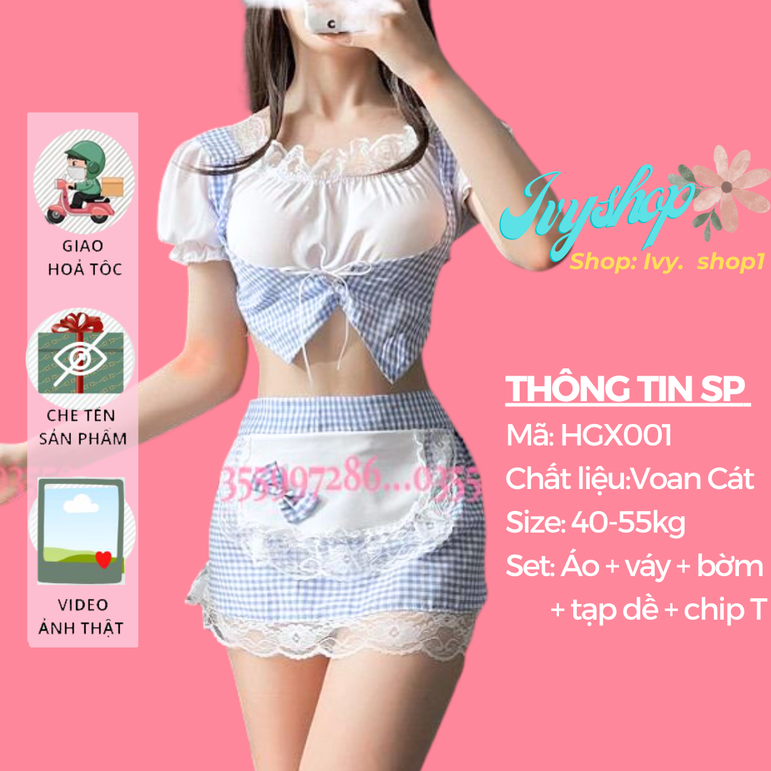 Cosplay Sexy Hầu Gái Gợi Cảm Bộ Đồ Ngủ Sexy Hóa Trang Cô Giúp Việc Gợi Cảm - Mã HGX001 - Maid Outfit - Ivyshop