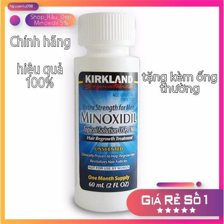 Minoxidil Kirkland 5% hỗ trợ mọc râu tóc an toàn, hiệu quả.