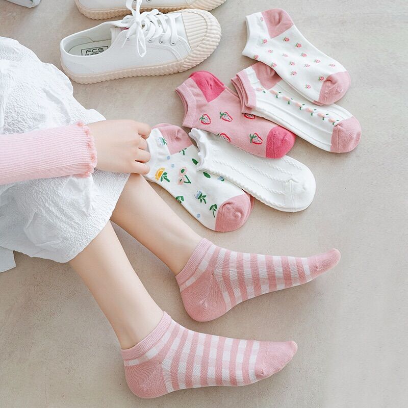 [HCM]Set 5 đôi vớ Hồng dâu xinh yêu