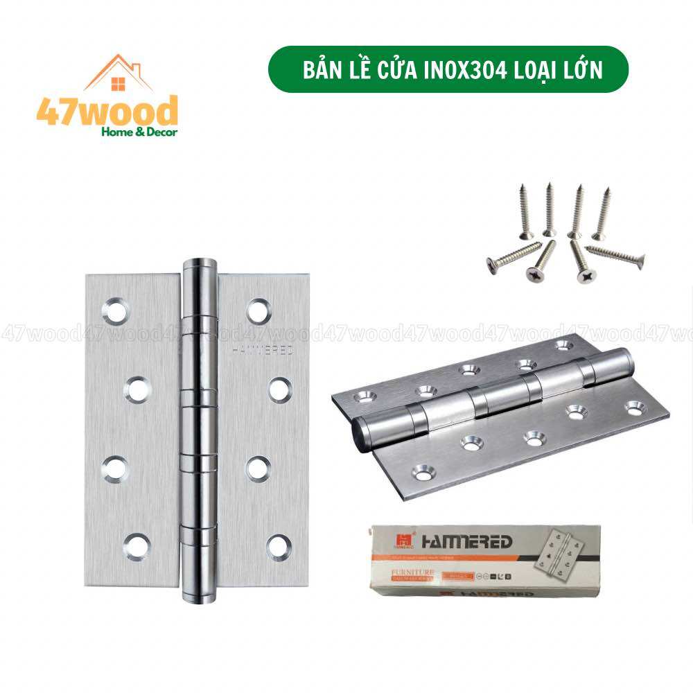 Bản lề cửa loại lớn inox 304 chính hãng Hammered - Bản lề lá inox 304