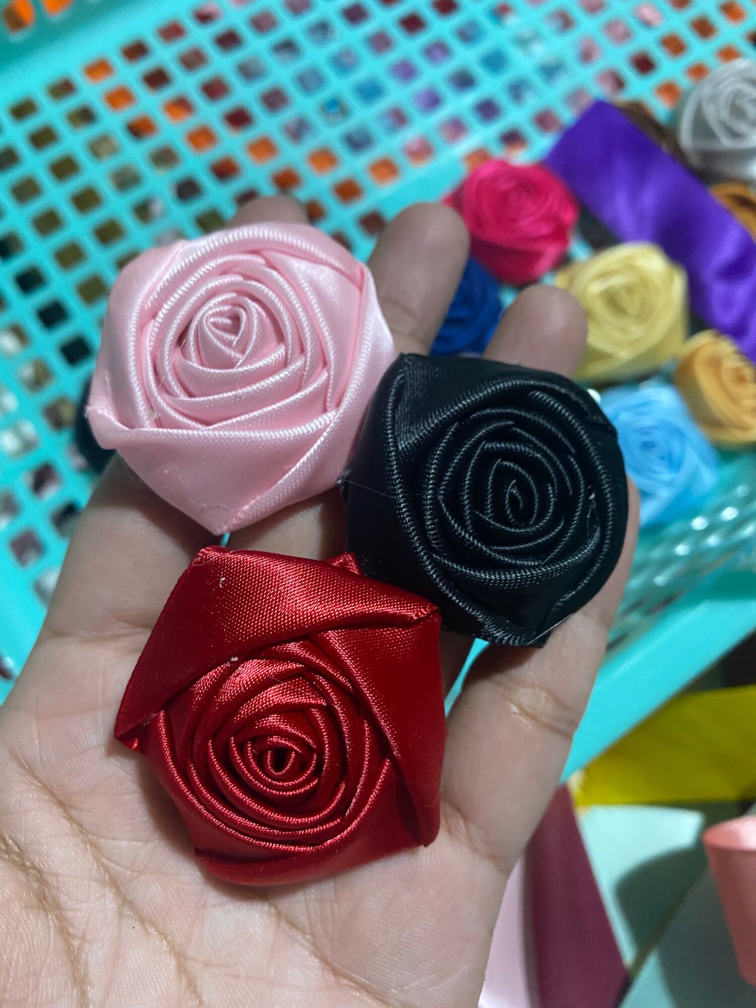 gói 10 phôi hoa hồng lụa nhiều màu