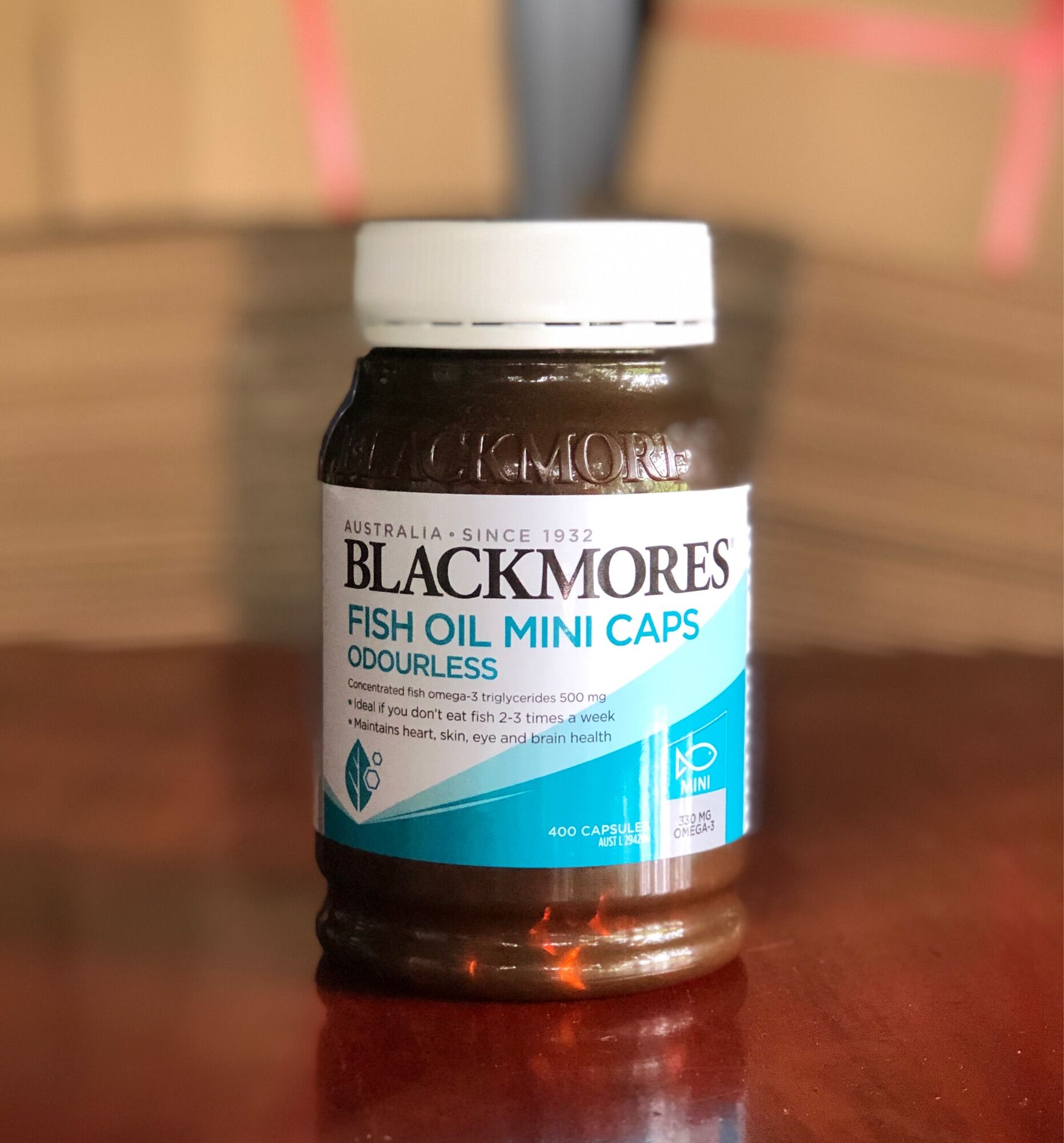 Blackmores fish oil mini cap 400 viên