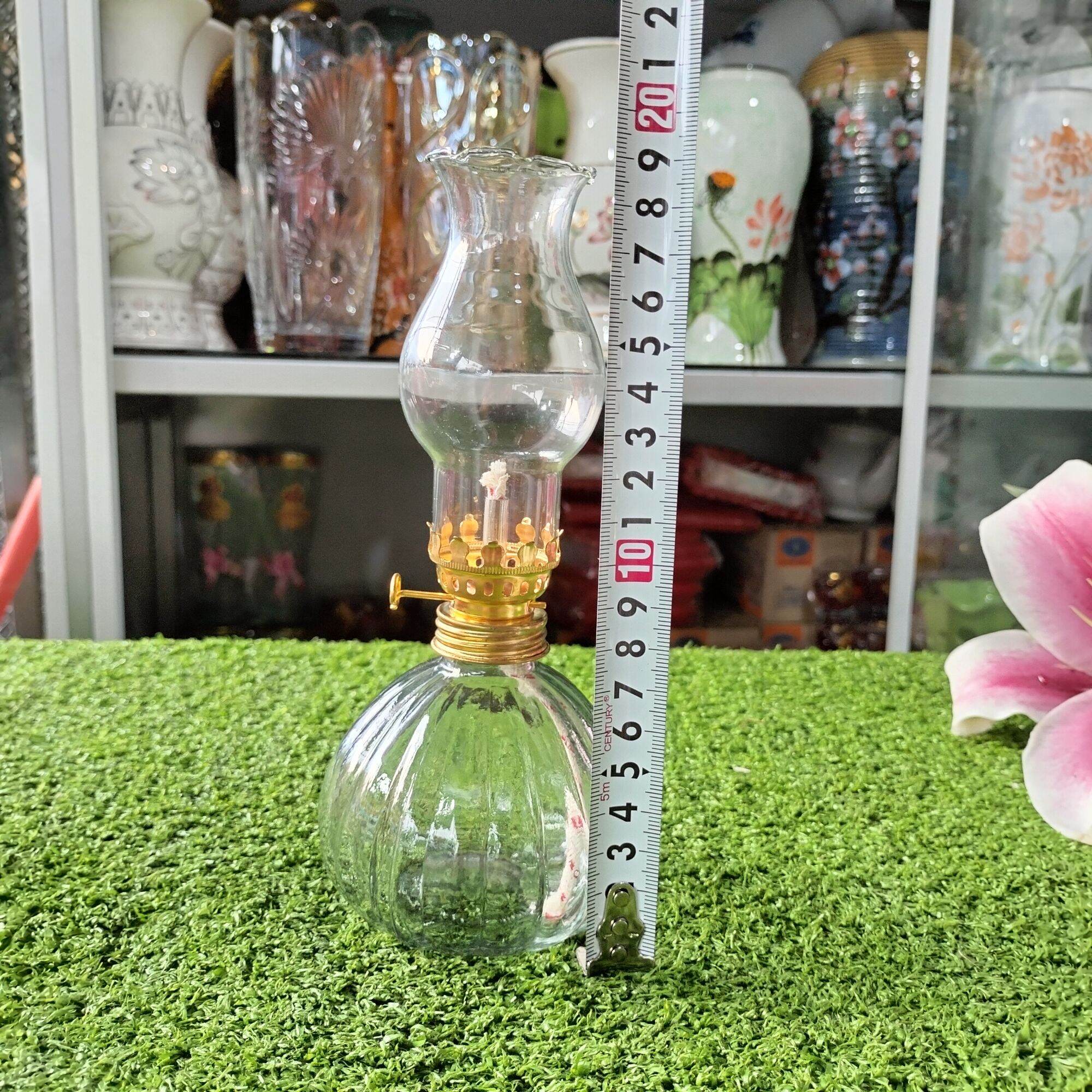 Cặp Đèn Dầu Thủy Tinh Thân Bầu Cao Cấp Nhập Khẩu