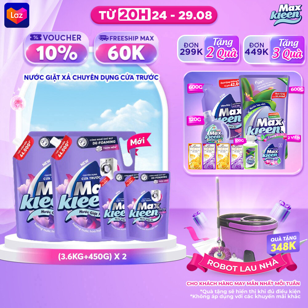 Combo 2 Nước giặt xả cho máy giặt cửa trước 3.6kg hương Nước hoa Huyền diệu