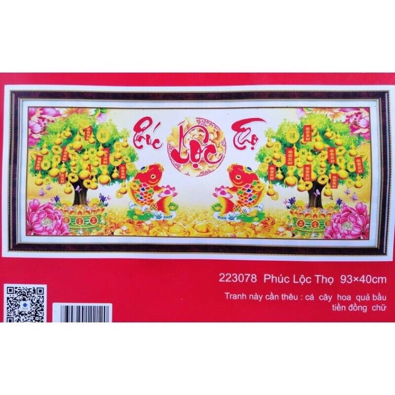 Tranh thêu chữ thập PHÚC LỘC THỌ 223078 93x40cm Chưa thêu