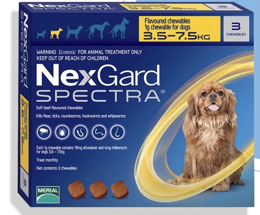 NEXGARD SPECTRA Phòng ve, bọ chét và tất cả các loại giun 3.5-7,5kg