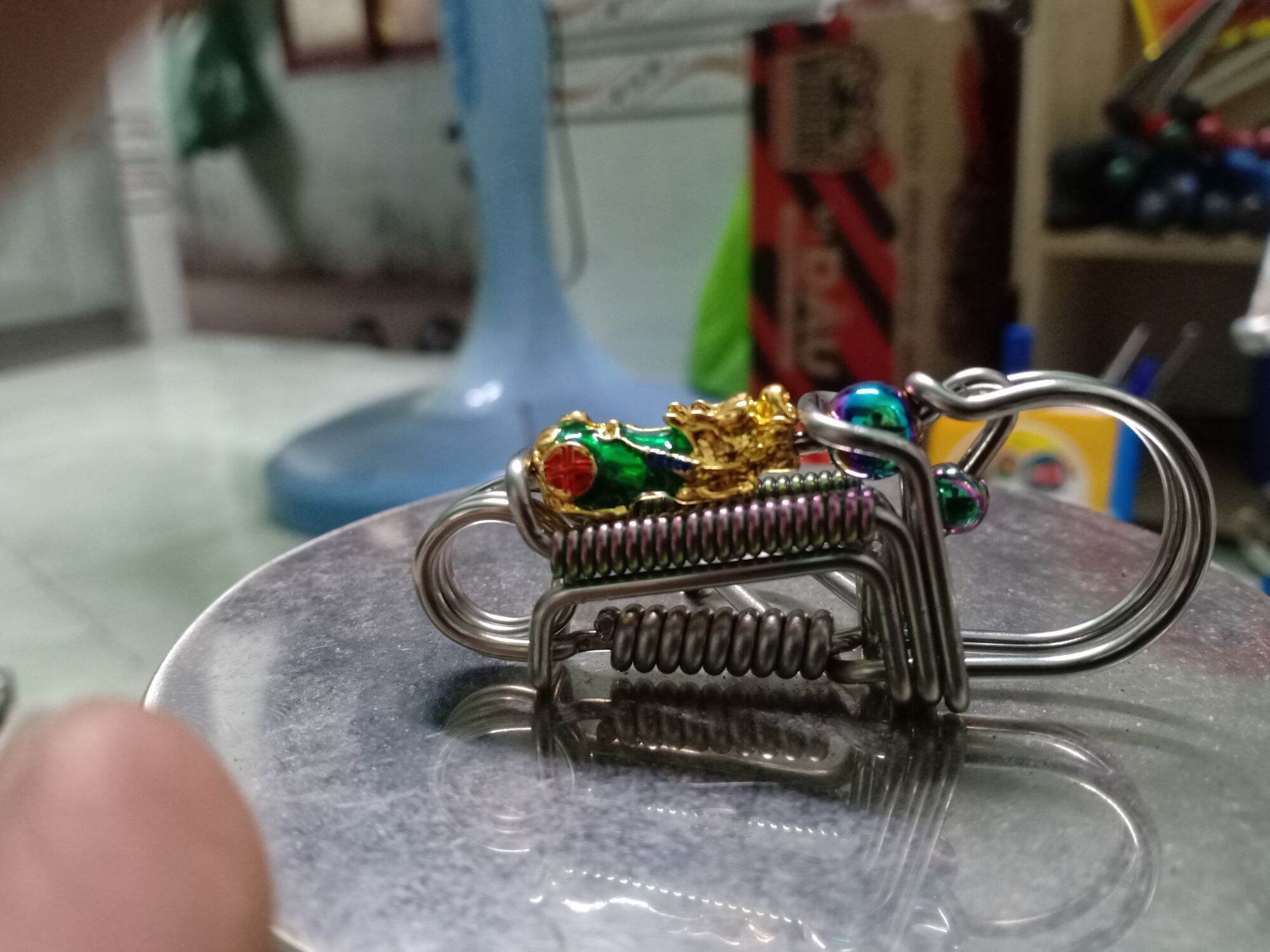 Móc khóa inox phối tỳ hưu ngậm ngọc