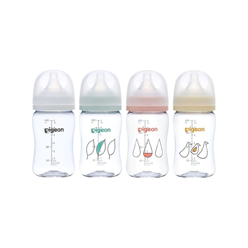 Bình sữa Pigeon Nhật Bản 300 ml – miệng rộng, núm ti mềm, thân bình quả bầu mềm mại