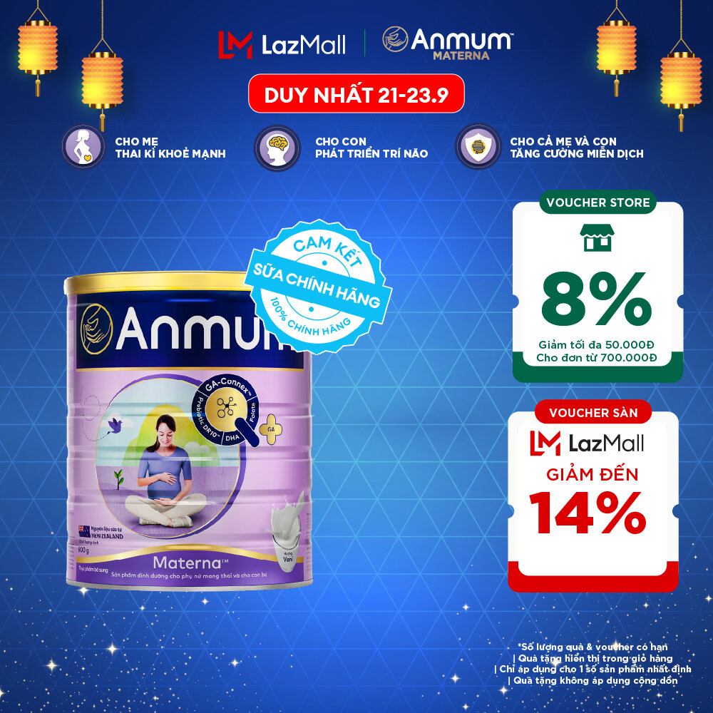 [Voucher giảm đến 26%]Sữa Bột Dành Cho Mẹ Bầu Anmum Materna Hương Vani 800G
