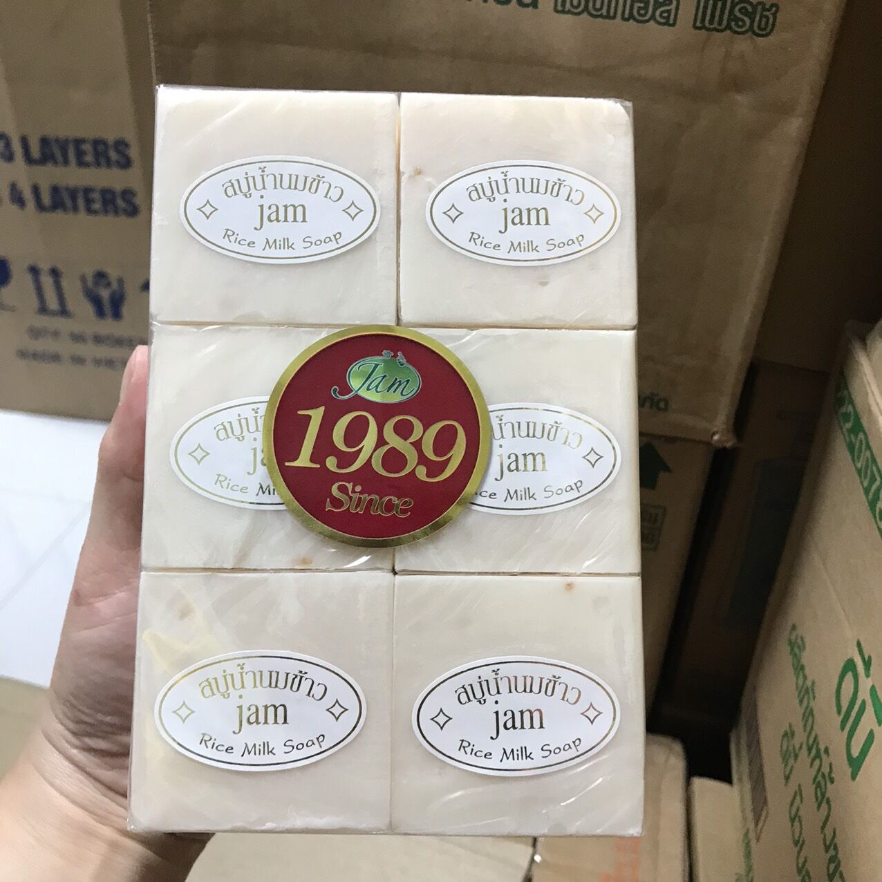 [ 1 lốc 12 cục] Xà phòng cám gạo Thái Lan Jam Rice Milk Soup