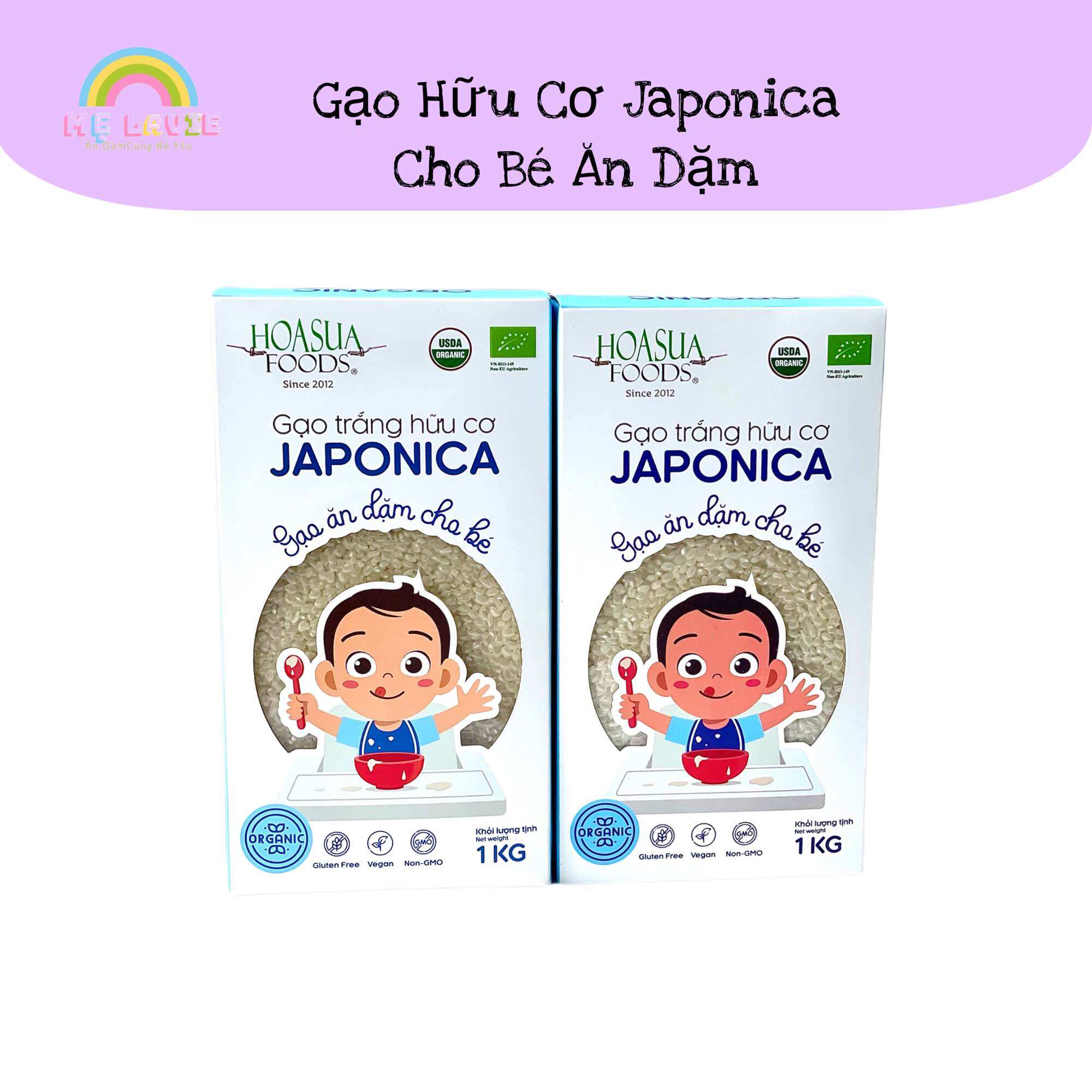 Gạo hữu cơ japonica cho bé ăn dặm túi 1kg
