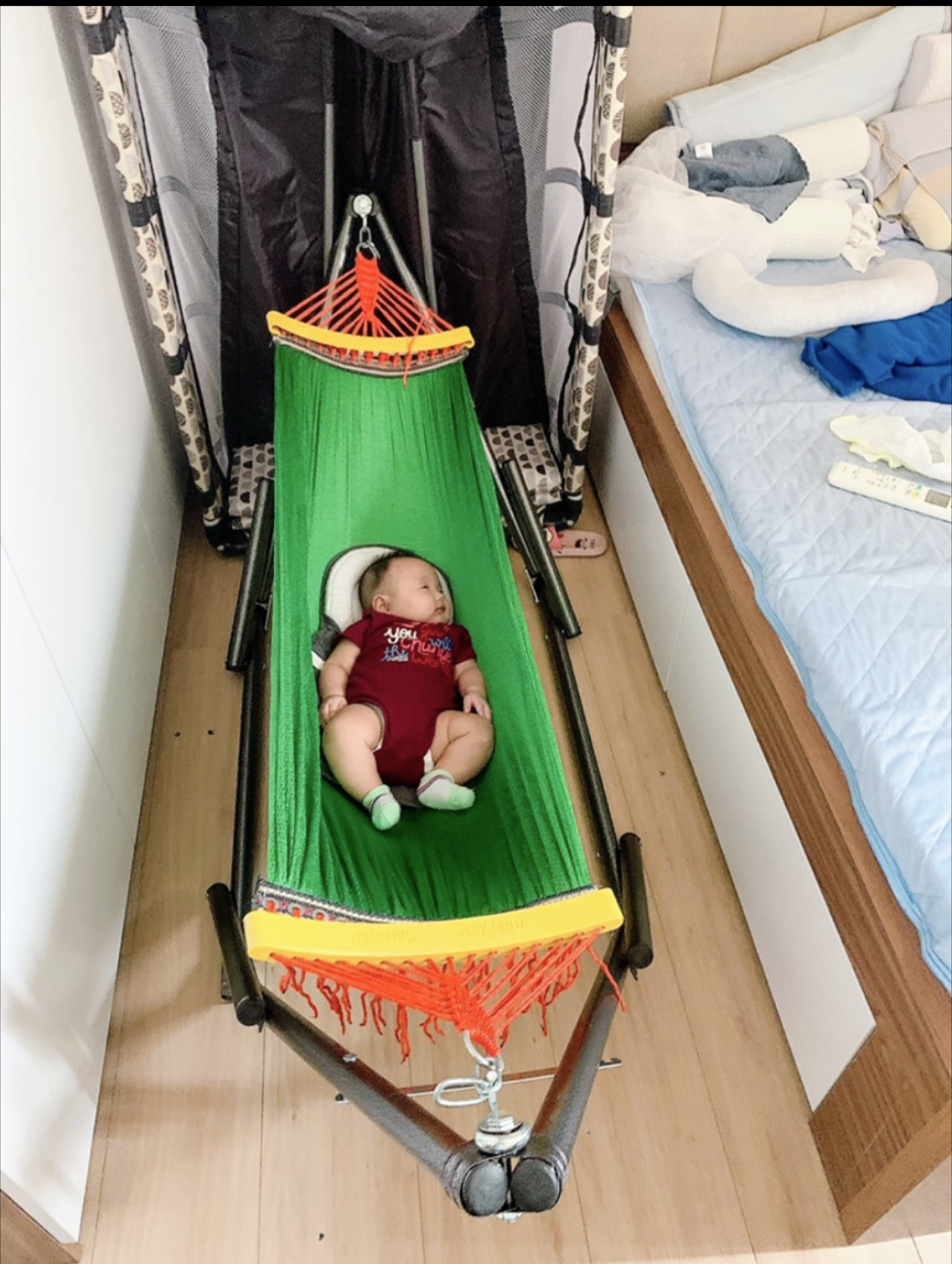 Võng Xếp Em Bé  - Khung Kèm Túi Đựng - Chịu Lực Hơn 100kg