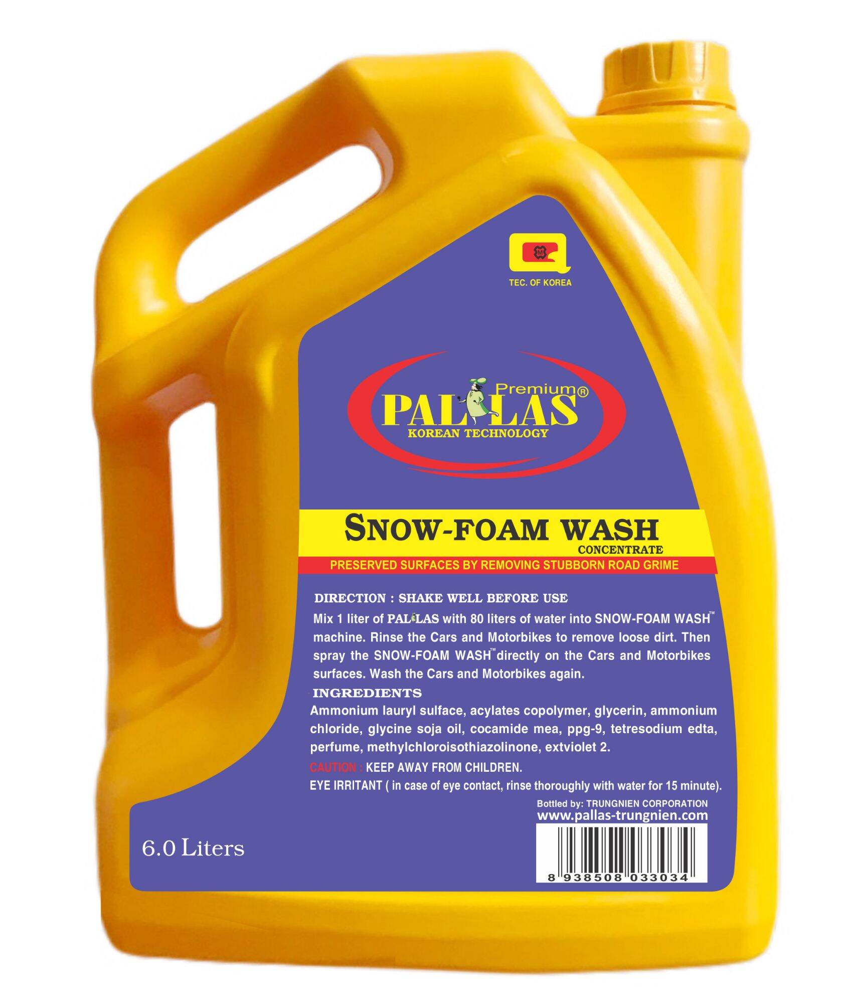 NƯỚC RỬA XE BỌT TUYẾT 6L PALLAS ( Hương chanh)