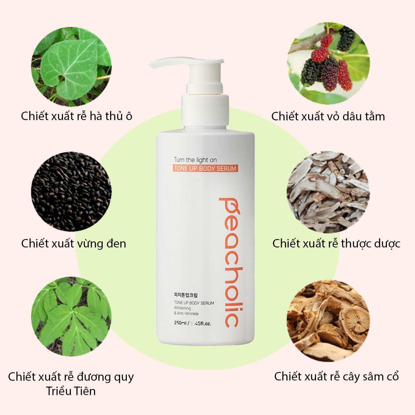 Kem Body Peacholic dưỡng trắng da không bết rít
