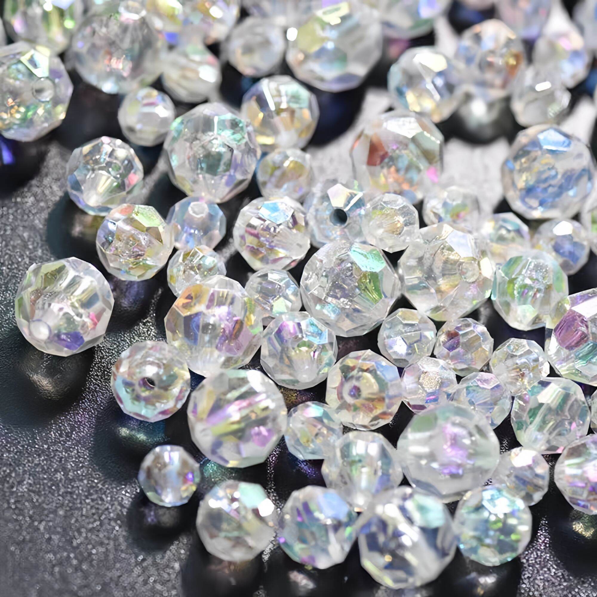 Hạt cườm pha lê nhựa Acrylic trằng cừ 4mm-14mm,góc cừ gói 100gr Nguyên liệu làm trang sức