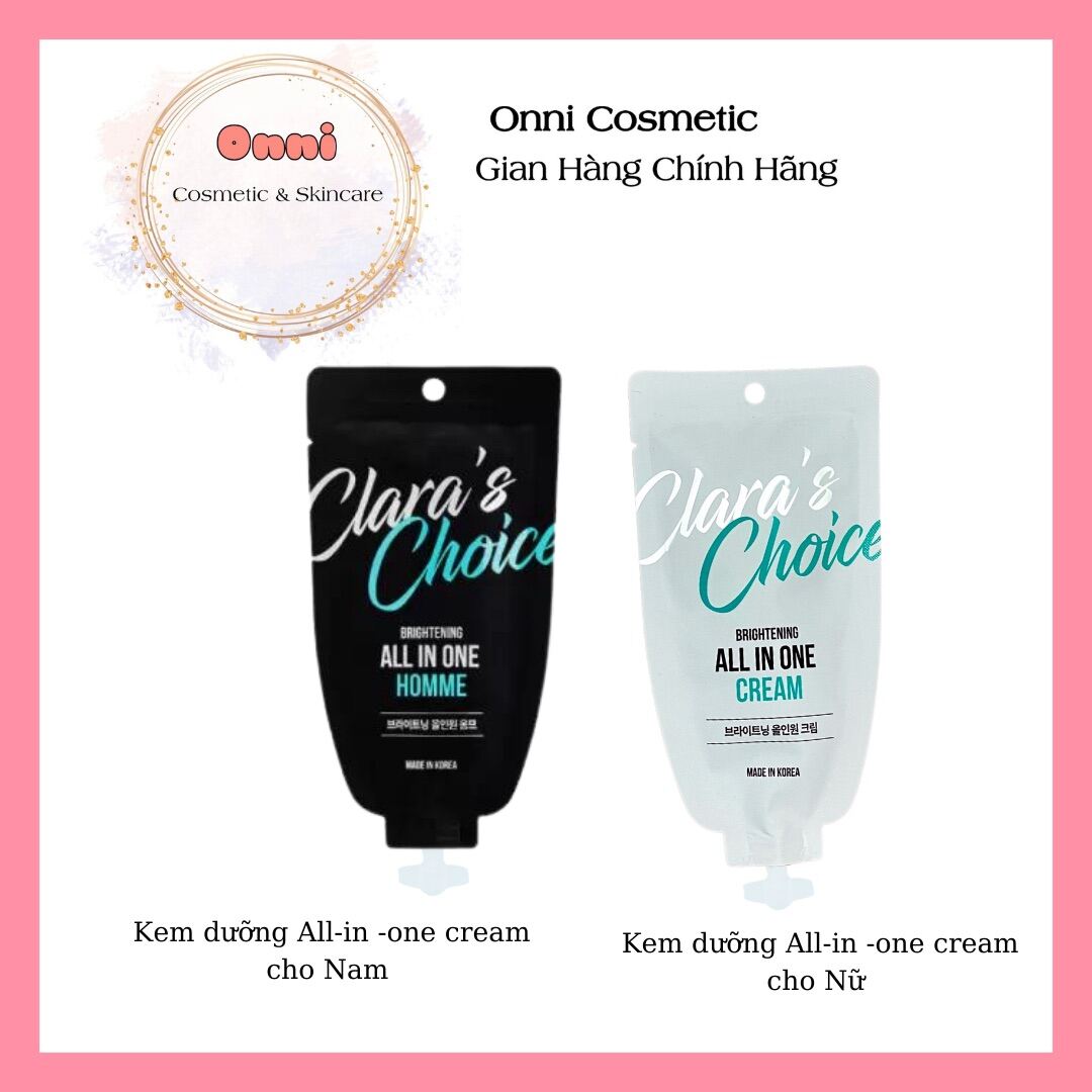 Kem Dưỡng Ẩm Và Trắng Da Cho Nam Và Nữ All In One Cream Claras Choice 25G