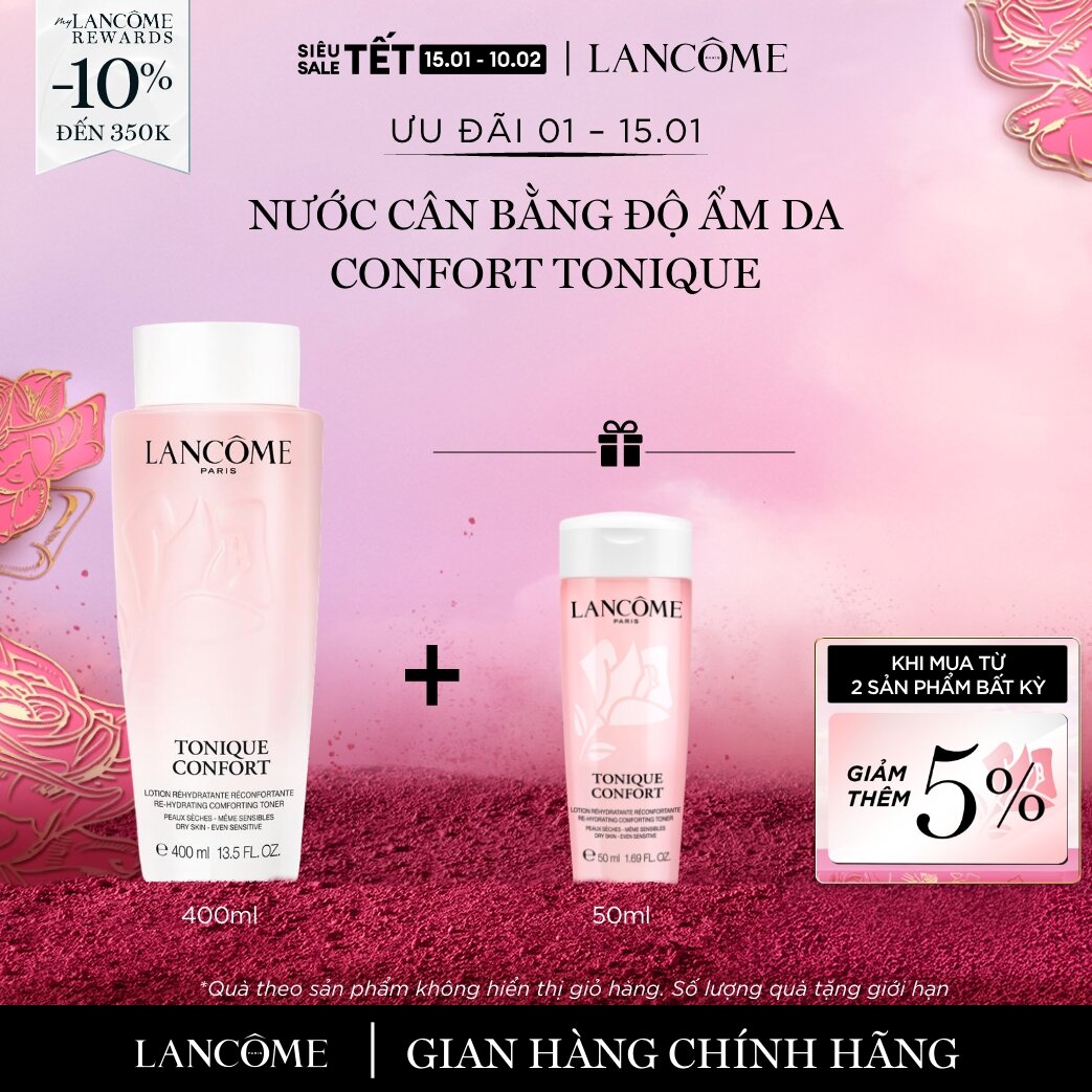   CHỈ 1-15 1 - Voucher 10% - TỐI ĐA 350K  Nước cân bằng  Toner  độ ẩm dịu nhẹ Lancome Tonique Confort 400ml - Chiết xuất từ mật ong  Quà tặng kèm không hiển thị trong giỏ  