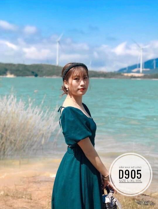 60-90kg BIGSIZE ĐẦM MAXI THẮT NƠ LƯNG D905
