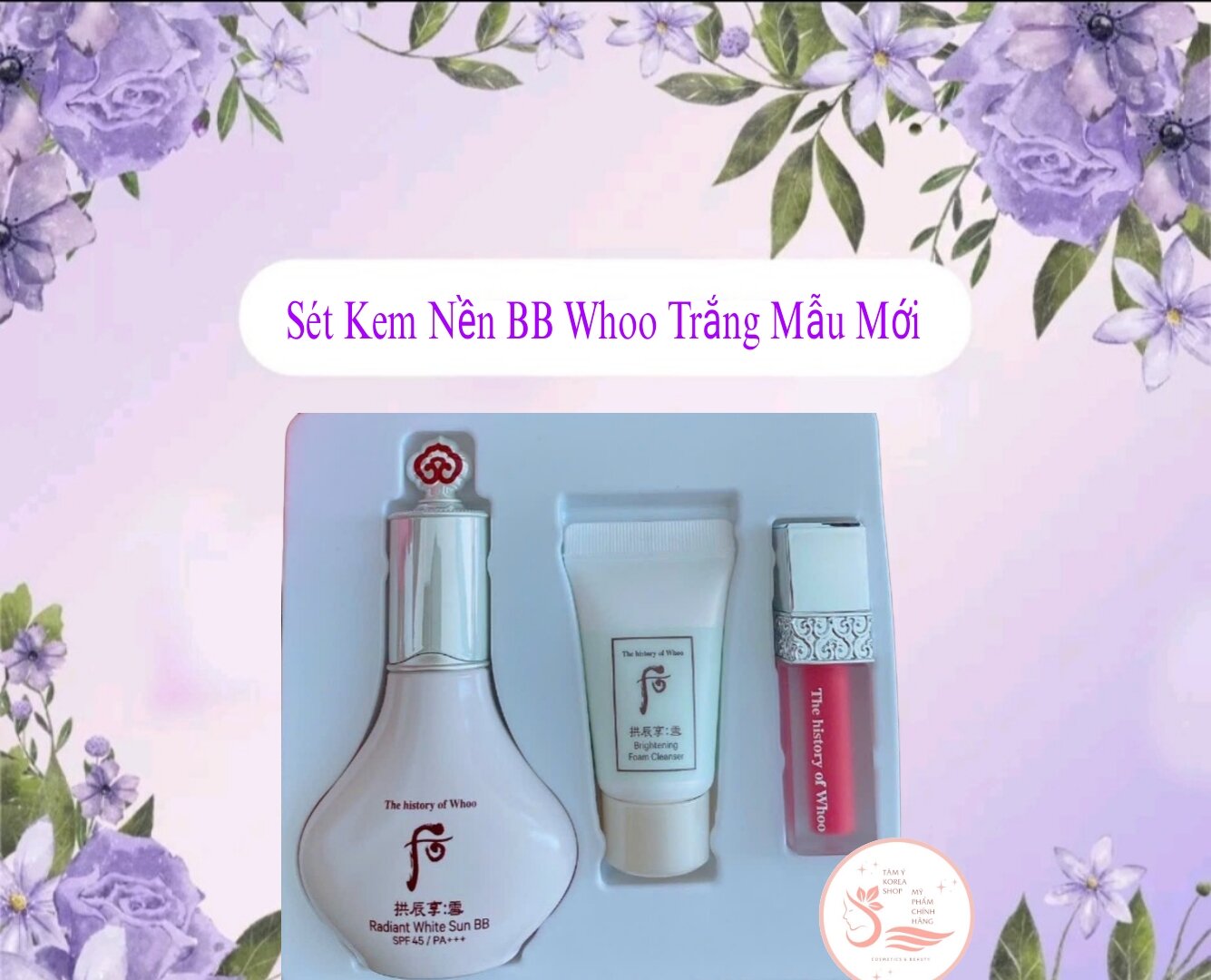 Sét kem nền bb whoo trắng,kiềm dầu nâng tone