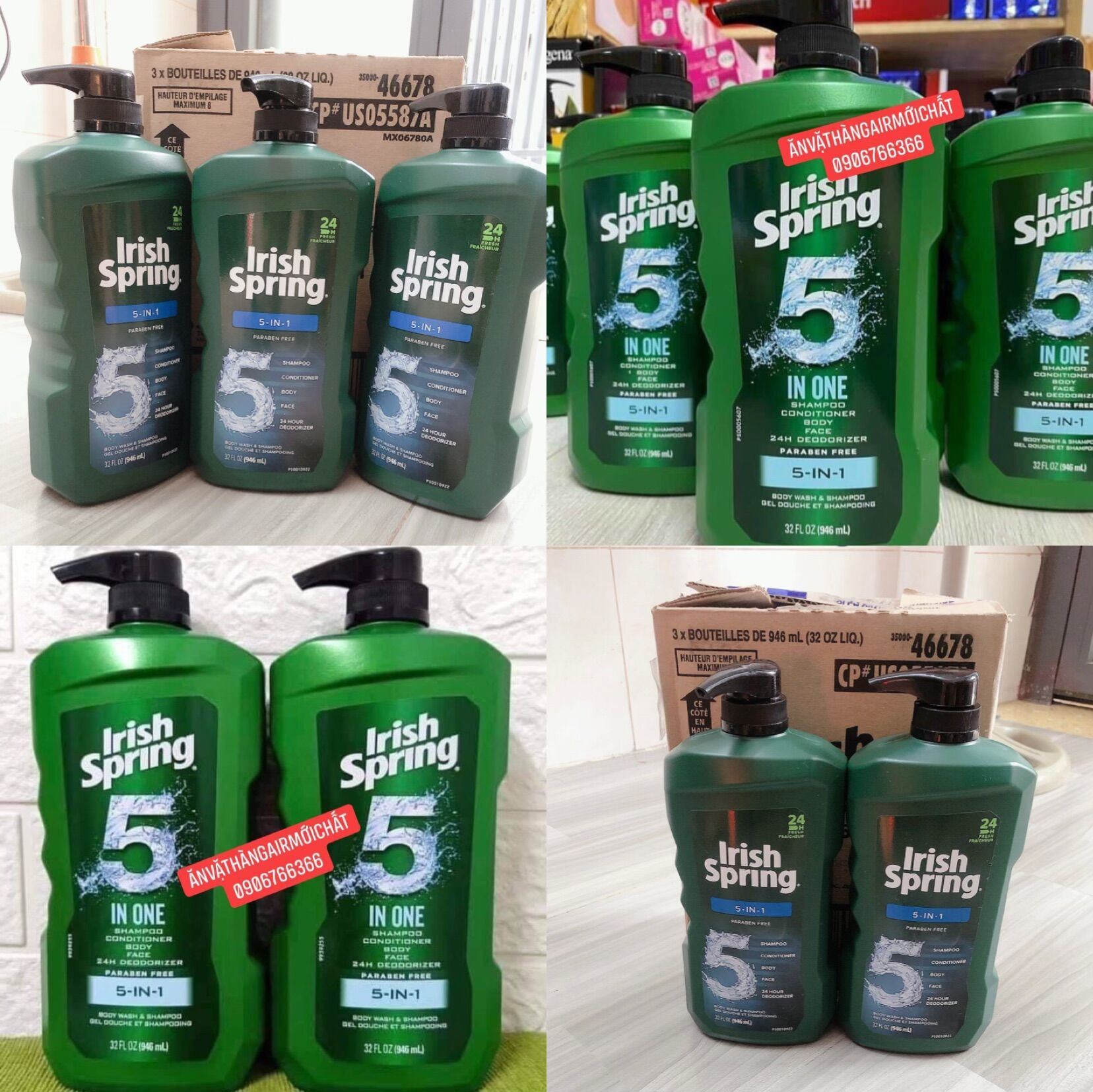 Dầu gội - sữa tắm toàn thân cho nam irish spring 5 in 1 - 946 ml, 887 ml