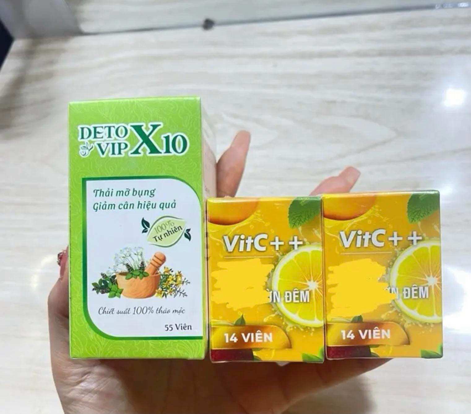 Combo giảm mỡ vùng bụng 1 Detox X10 và 2 hộp xổ Vitc