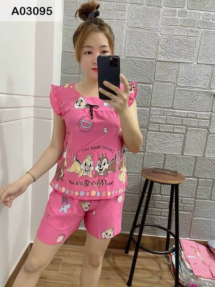 Đồ bộ mặc nhà kate lụa dễ thương cho nữ - KT3