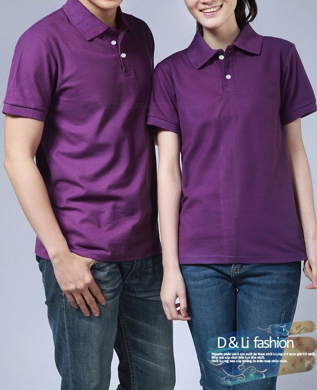 Áo phông polo tím có cổ co giãn 4 chiều, thấm mồ hôi màu dễ mặc, đồng phục nam nữ