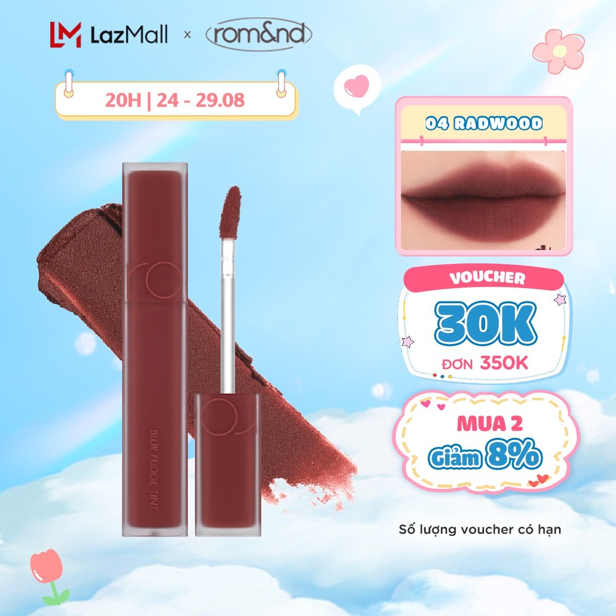 Son kem siêu lì, cho đôi môi mịn mượt Hàn Quốc Romand Blur Fudge Tint 5g