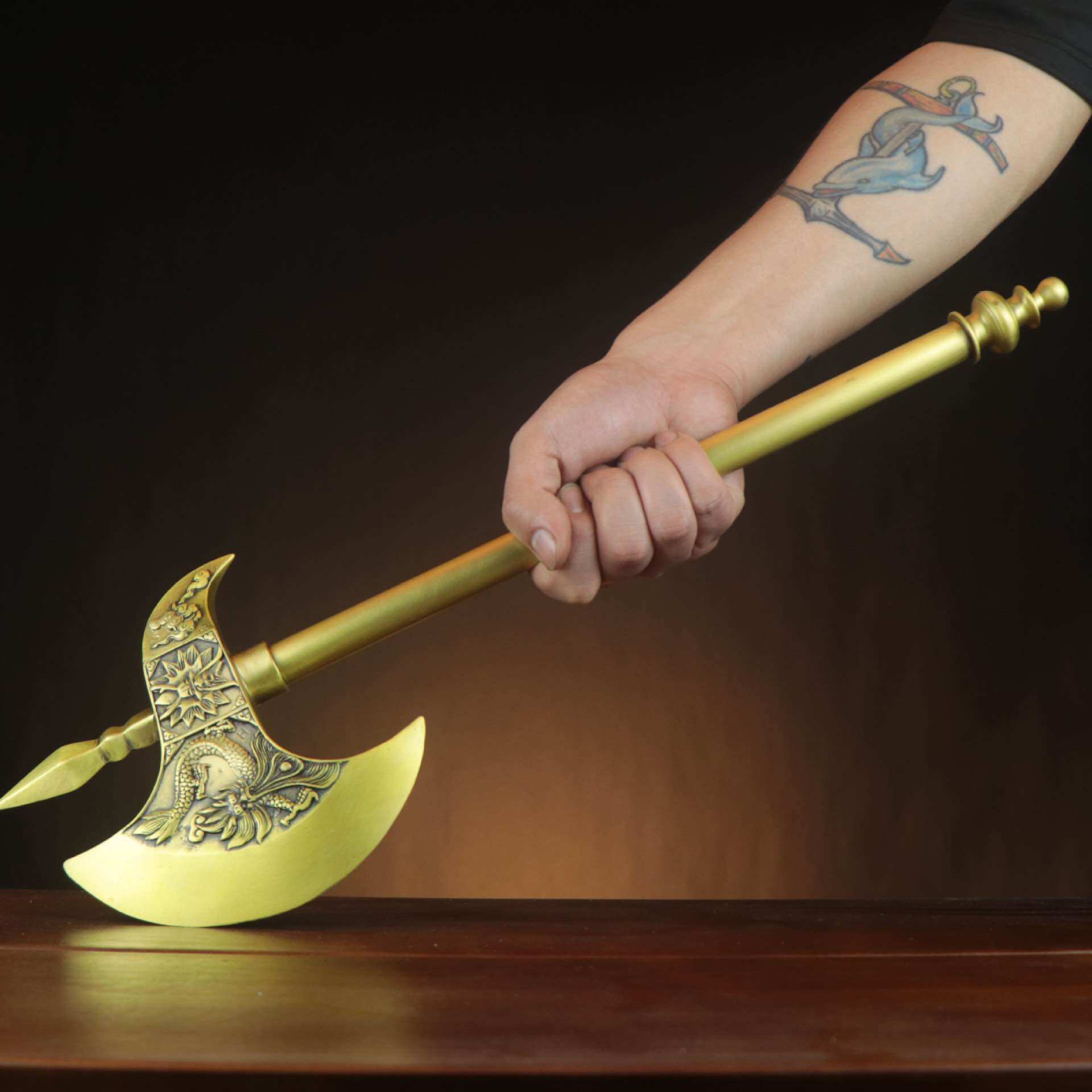 [Trả góp 0%]Rìu Thần kim long bằng đồng dài 50cm