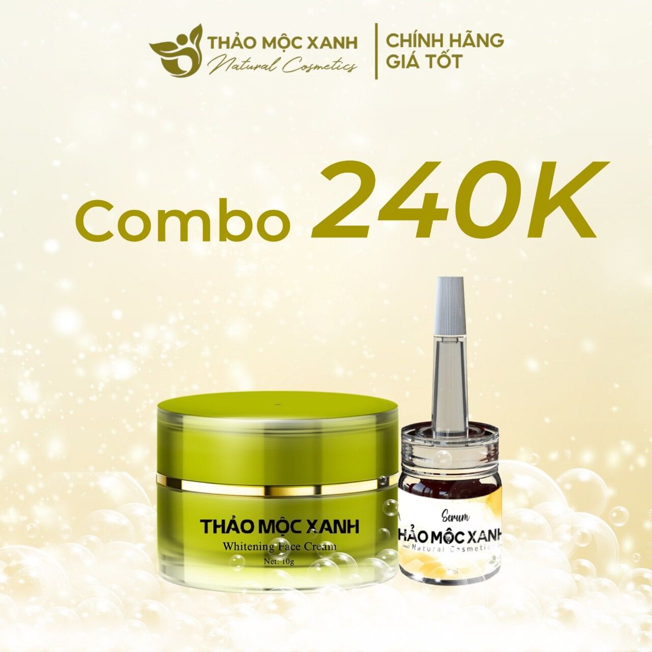 Combo Kem Face Thảo Mộc Xanh + 1 Serum Vàng