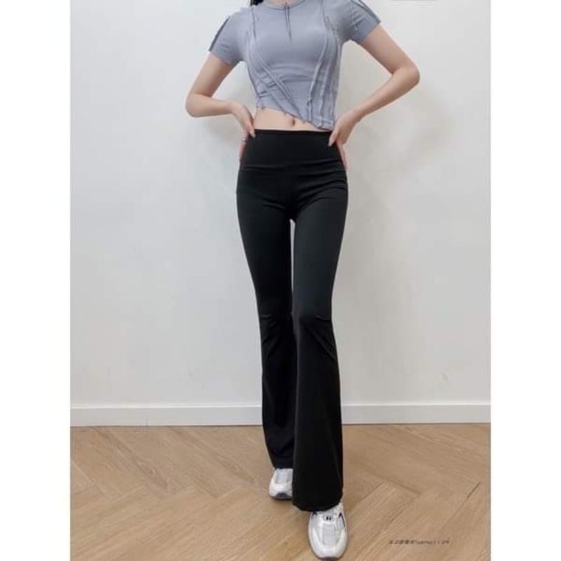 Quần ống loe cạp cao legging dáng dài - siêu hack dáng