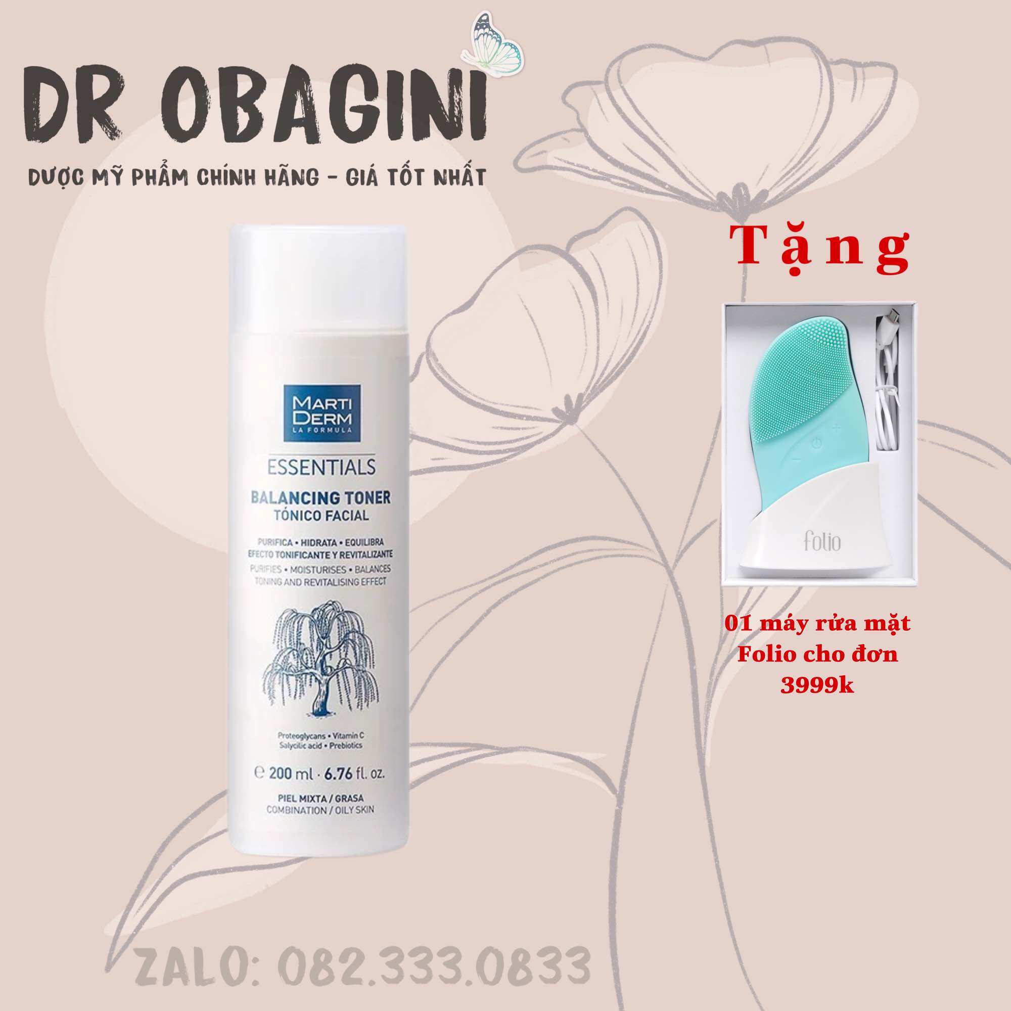 Nước Cân Bằng Dưỡng Ẩm Cho Da Thường Đến Khô - MartiDerm Essentials Blooming Toner (200ml)