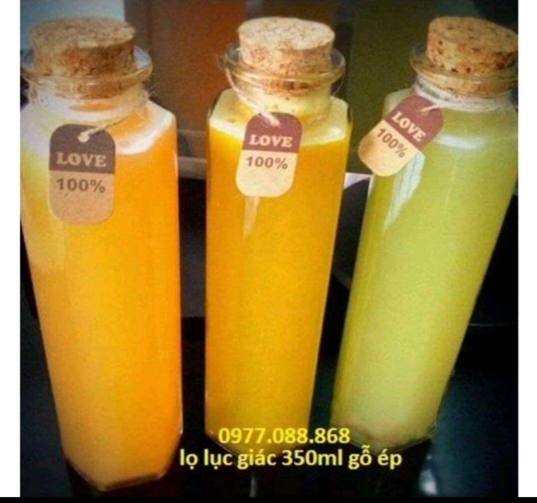 LỌ THỦY TINH LỤC GIÁC 350ML NÚT GỖ