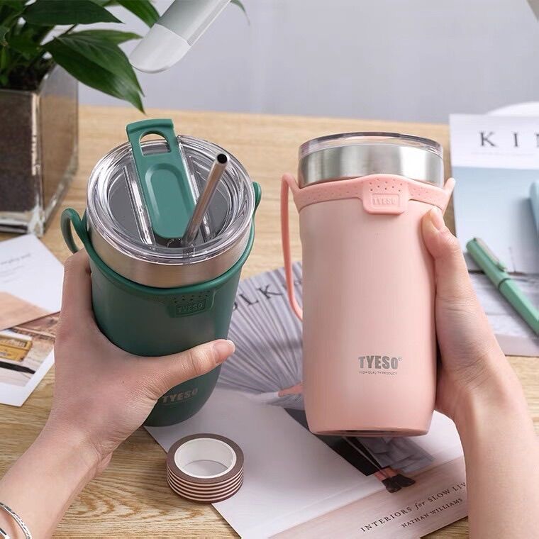 Ly Giữ Nhiệt TYESO cao cấp 710ml Kèm Ống Hút
