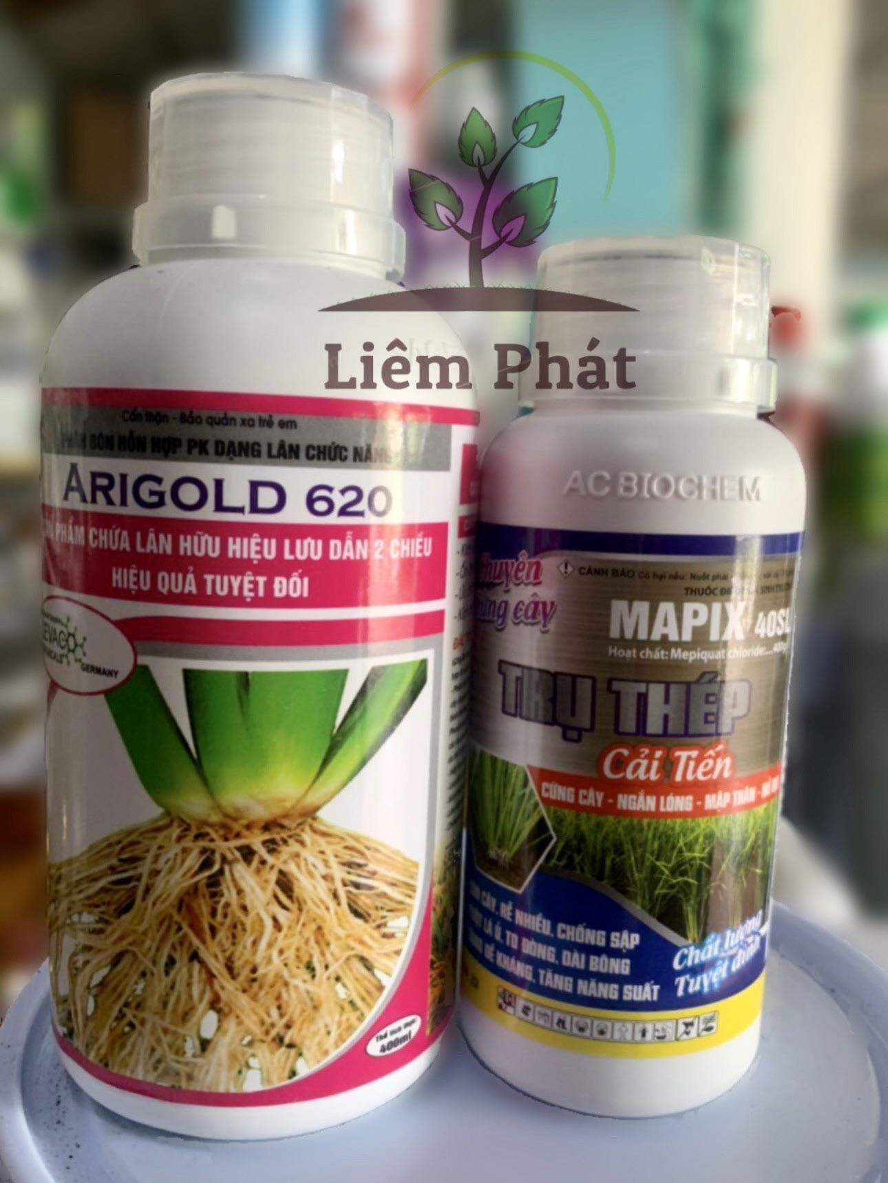 bộ đôi arigold 400ml + trụ thép cải tiến 240ml giúp tăng chồi hữu hiệu, chống đổ ngã của An phát nông
