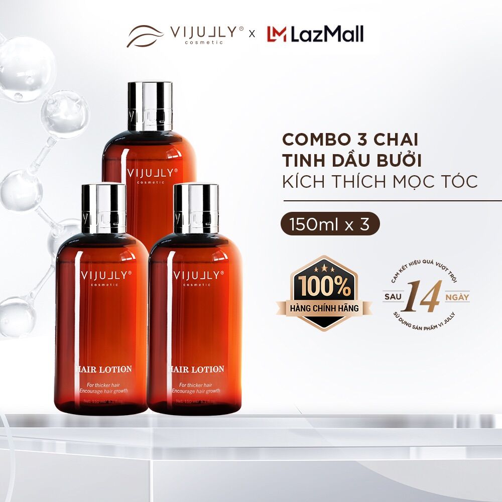 Combo 3 chai tinh dầu bưởi vijully kích thích mọc tóc 150ml/chai