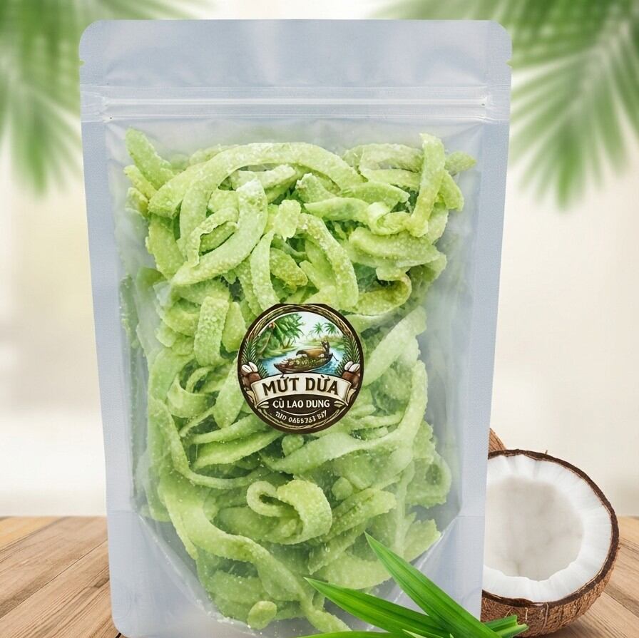 Mứt Dừa Cù Lao Dung - Sản phẩm tự nhiên từ dừa tươi - không phẩm màu , không chất bảo quản , sên và giao đi trong ngày,