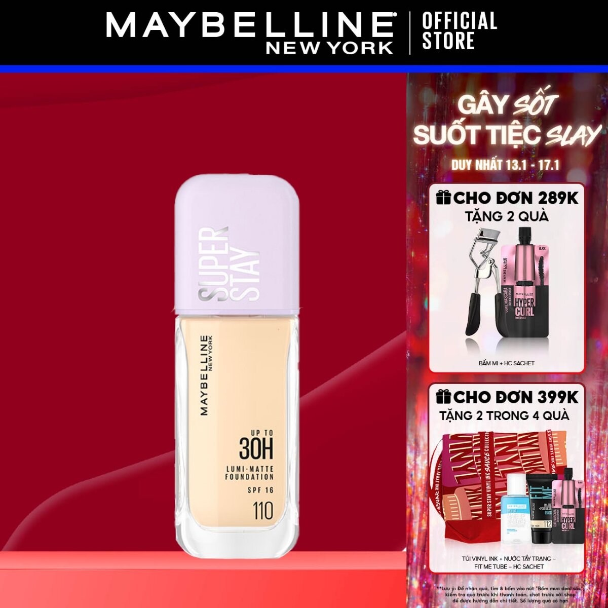 Kem nền bắt sáng Superstay Lumi Matte 30H che phủ siêu nhẹ mặt Maybelline New York 35ml [MỚI]